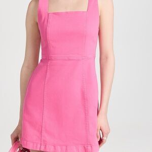 Alice + Olivia Ramsey Square Neck A-line Mini Dress Denim Hot Pink size 14